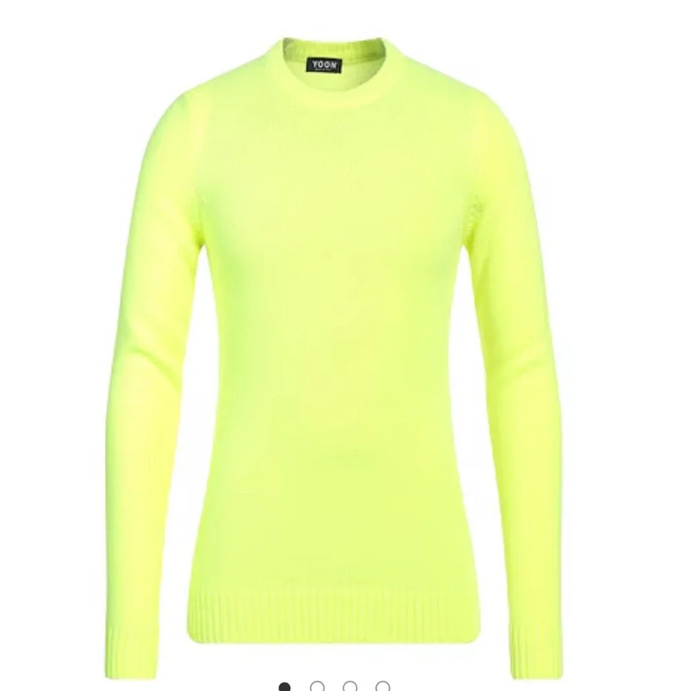 NWT Yoon Italy Luxury Neon Yellow Slim Fit Wool Alpaca Blend Crewneck Sweater M‎